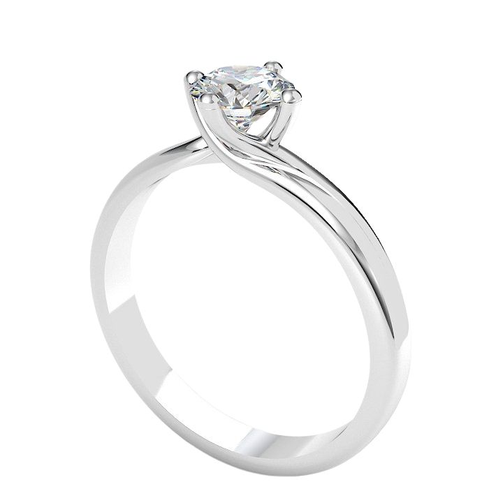 4 Claw Twisted prong platinum Diamond engagment ring - compass claw arramgement Georgine