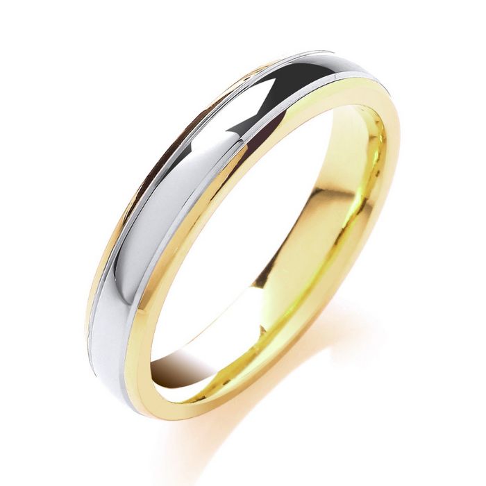 4mm Court Track Edge Two Colour Wedding Band
