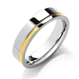 6mm Mixed Metal Yellow Gold and Platinum Wedding Band