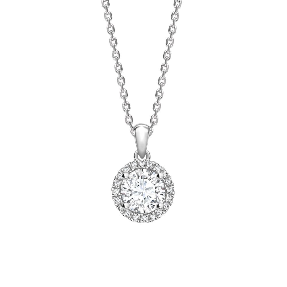 Barmakian | Curved Diamond Halo Necklace – Barmakian Jewelers