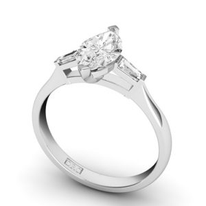 Marquise Cut Diamond rilogy engagement ring with buguette cut outside diamonds