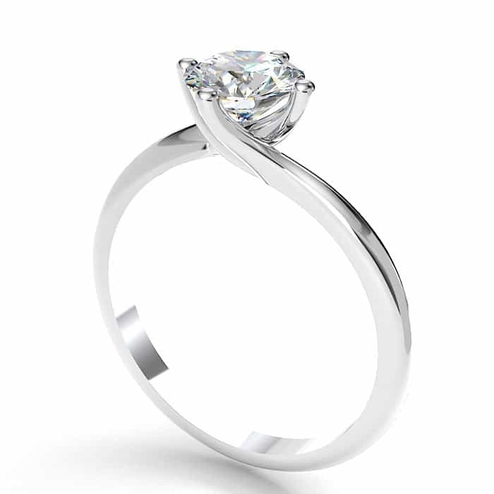 emilie round cut dimaond solitaire engagement ring with twisted claws