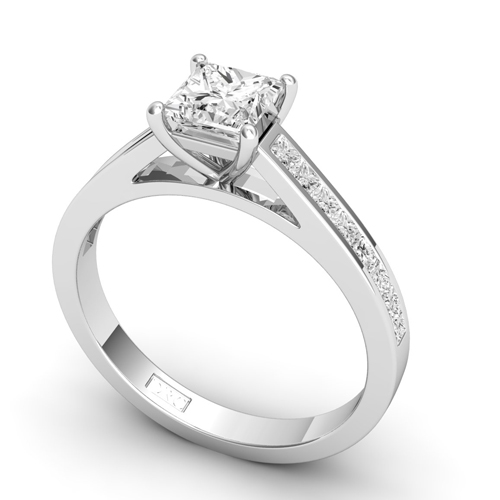 isabelle princess cut channel set diamond ring in platinum