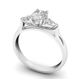 Oval Cut Diamond rilogy engagement ring with pear cut outside diamonds