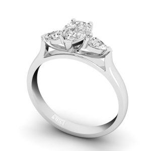 Pear Cut Diamond rilogy engagement ring with pear cut outside diamonds