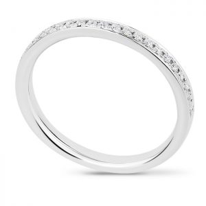 half diamond pave set wedding band white gold and platinum 2mm