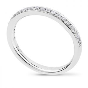 half diamond pave set wedding band white gold and platinum 2.5mm
