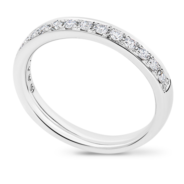 half diamond pave set wedding band white gold and platinum