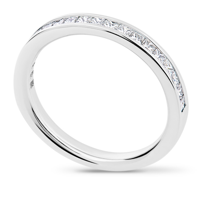 channel set diamond st wedding band with princess cut diamonds 2.5mm