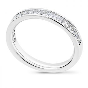 channel set diamond st wedding band with princess cut diamonds 3mm