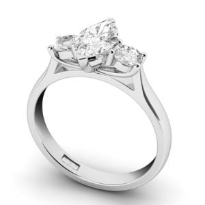Marquise Cut Diamond rilogy engagement ring with round cut outside diamonds