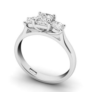 Rrincess Cut Diamond rilogy engagement ring with round cut outside diamonds