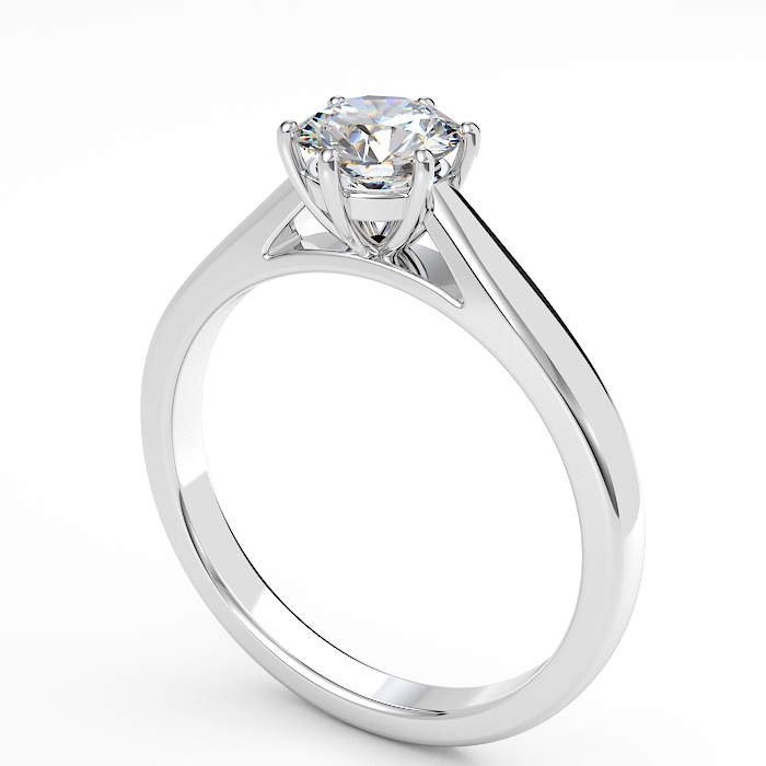 Tiia six claw Round Diamond Engagement Ring in platinum