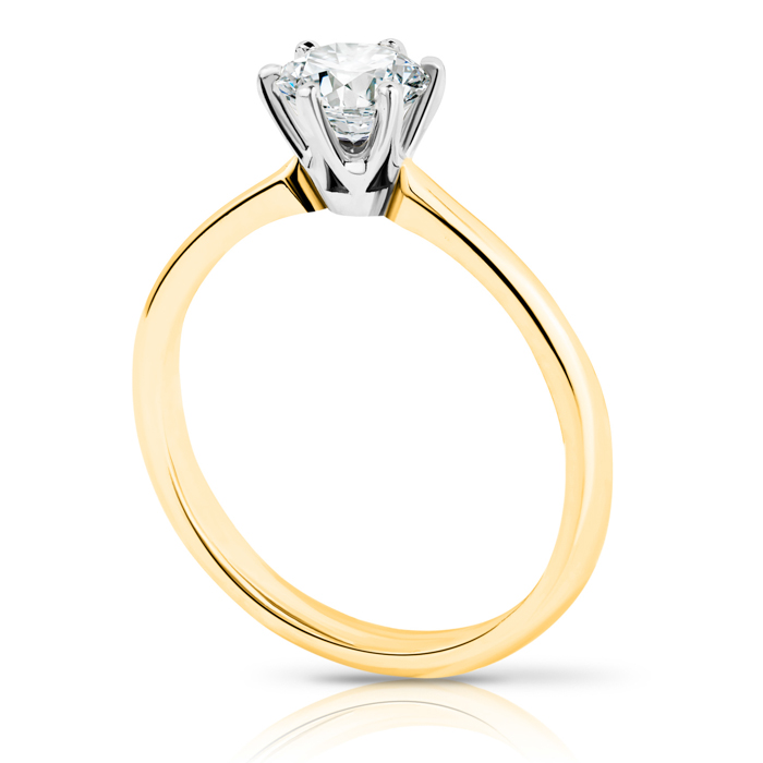 Yellow Gold Alica Round 6 claw diamond Ring