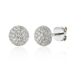White Gold Round diamond cluster earrings