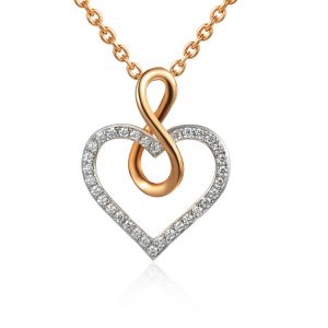 image Rose Gold Heart Diamond Swirl Pendant