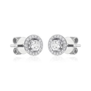Round Microset diamond halo earrings