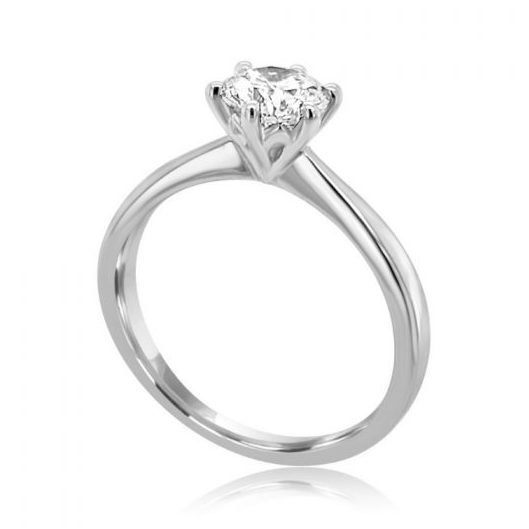 White Gold or Platinum 6 claw round Cut diamond Solitaire engagement ring