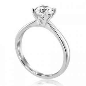 White Gold or Platinum four claw halo diamond solitaire