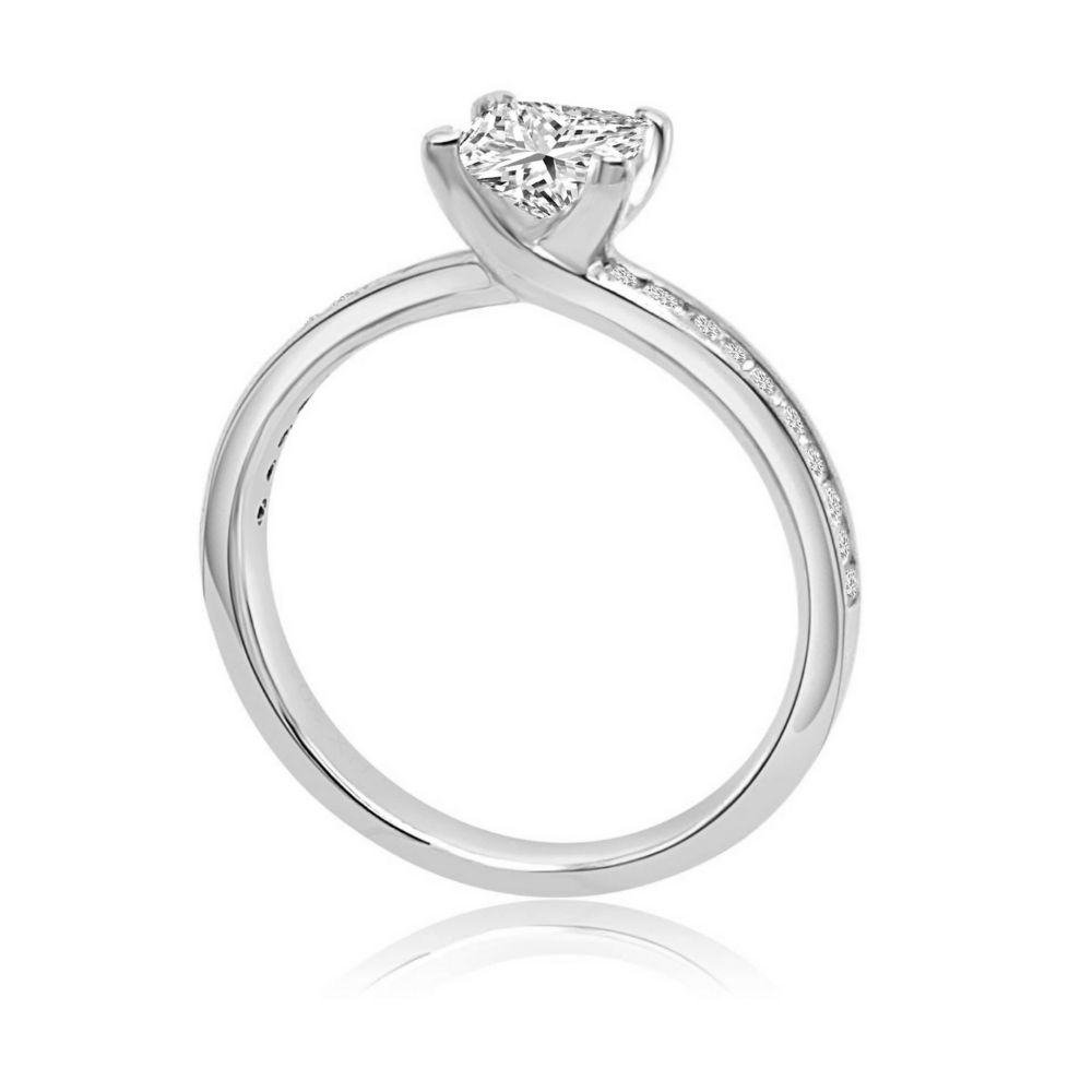 Full White Gold Channel Set Princess Cut Diamond Engagement Ring