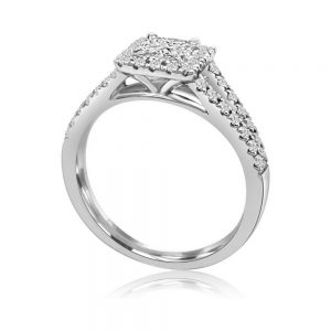 White Gold Double Shoulder princess cust engagement ring