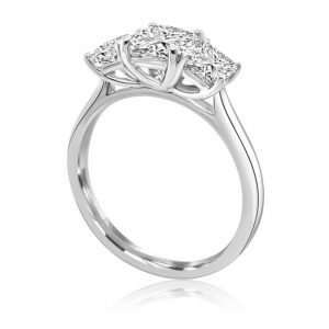White Gold Princess cut trilogy diamond engagement ring