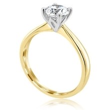 Lab grown round cut diamond 4 claw yello gold solitaire