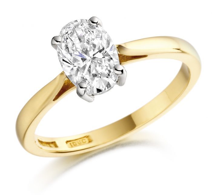Lab Grown Oval Diamond Engagement Ring 18k Yellow Gold 1.5ct E VS1