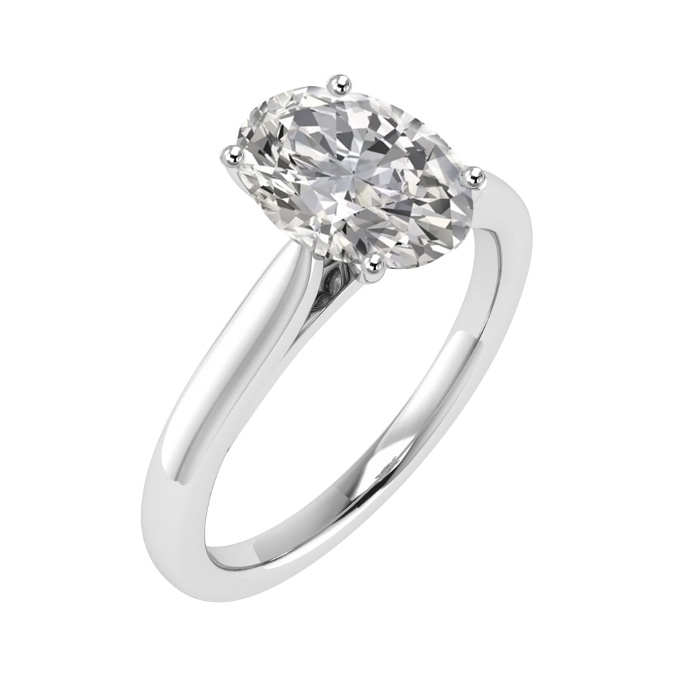 Oval Lotus Style platinum Engagement or White Gold Engagment ring