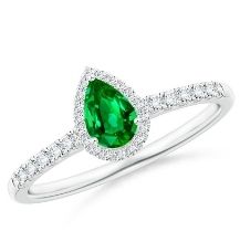 Emerald pearshape halo engagement ring