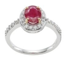 Ruby Halo Diamond Shoulder engagement Ring in hatton Garden