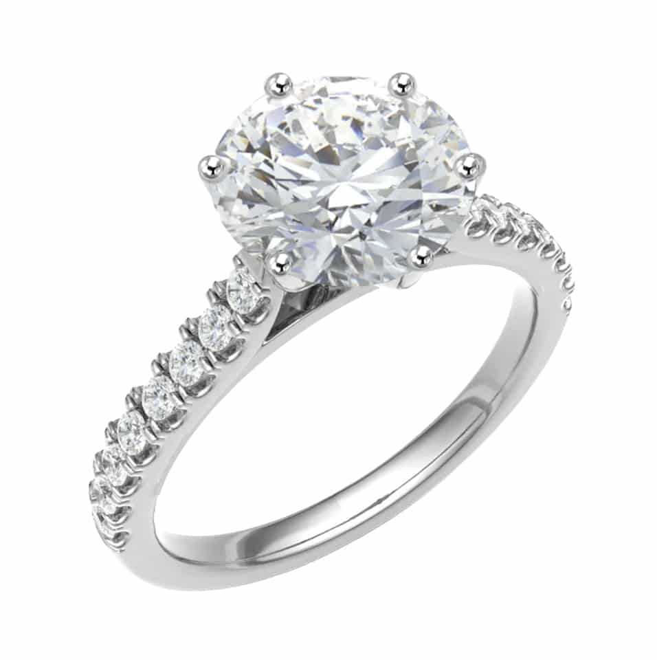 Six Claw lotus diamond set underbridge Engagement ring in platinum or white gold