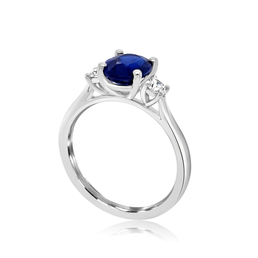 Image of an Untreated oval sapphire engagement ring