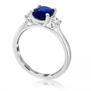 Image of an Untreated oval sapphire engagement ring
