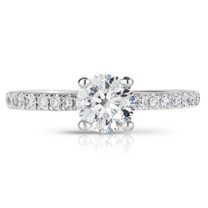 Cheap engagemnt ring Diamond Shoulder 4 claw engagement ring by Hatton Garden Jewellers