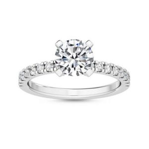 Diamond shoulder diamond claw engagement ring by the diamond ring company top view