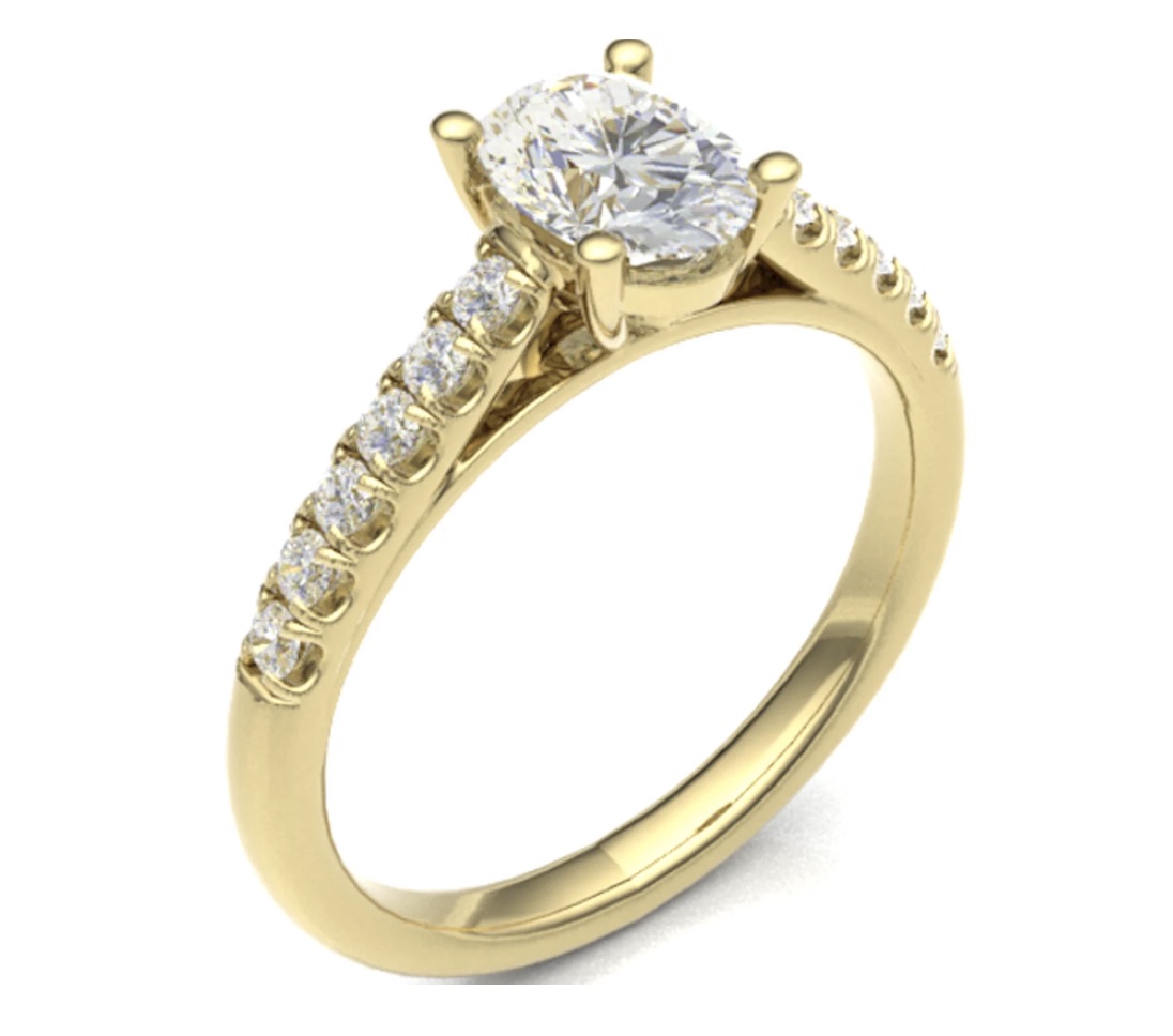 Gilian Oval Diamond Micro Pave engagement ring platinum Yellow Gold