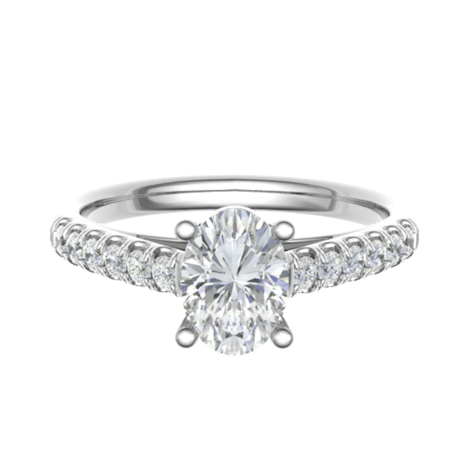 Gilian Oval Diamond Micro Pave engagement ring platinum flat