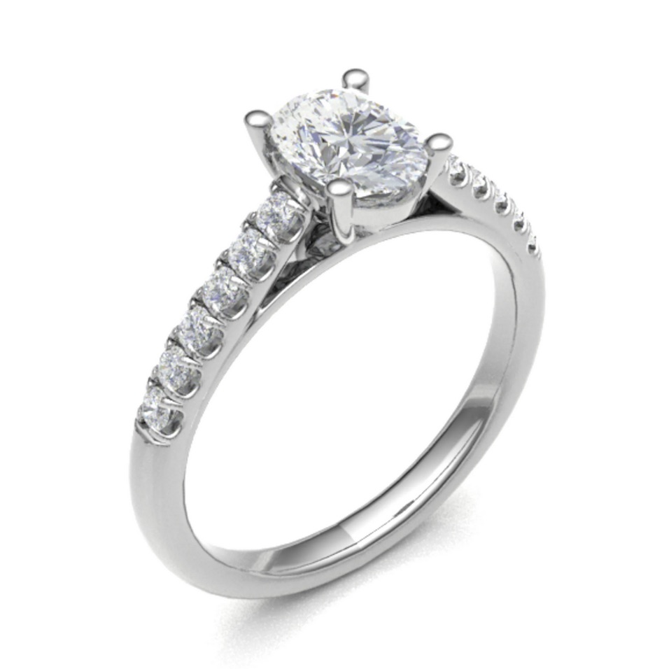 Gilian Oval Diamond Micro Pave engagement ring platinum