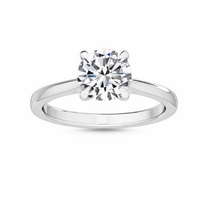 Lab Grown Diamond Solitaire engagement rin flat fancy Claws.jpg