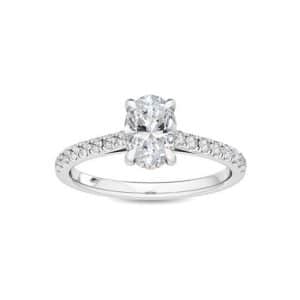 Oval Hidden Halo Diamond Shoulder Platinum Engagement Ring by The Diamond Ring Company top view