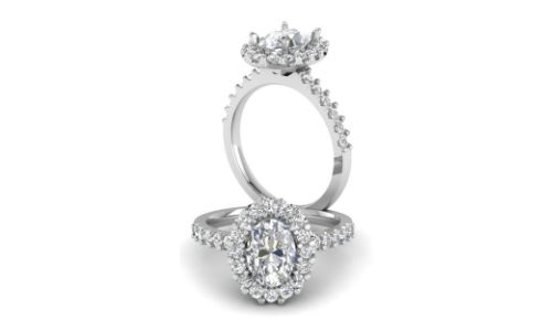 Two Diamond Cut Halo Engagement Rings