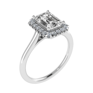 Diamond Emerald Cut Engagement Ring Skinny Band 1