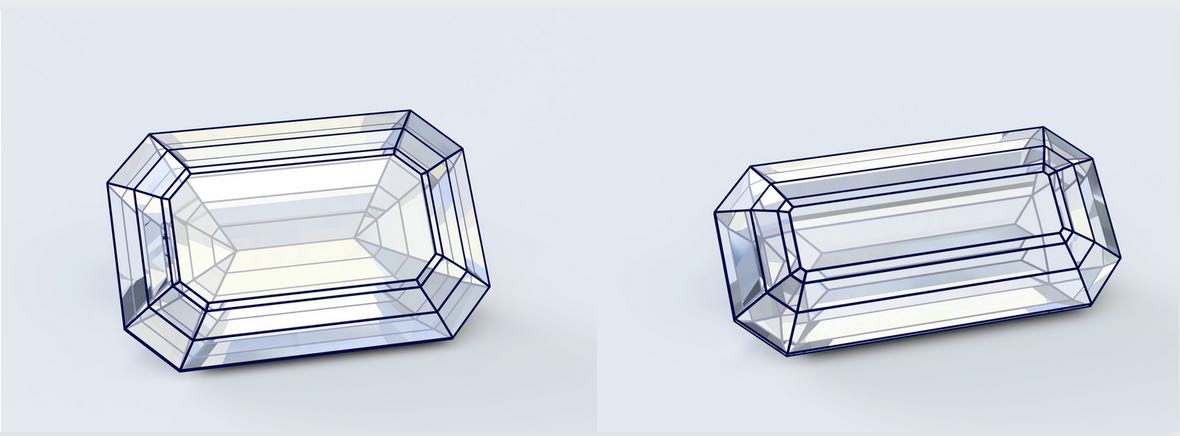 Different Ratio Emerald Cut Diamonds