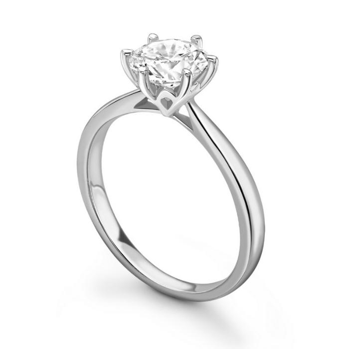 6 CLaw lotus Yuna Round Dimaond Engagement Ring Platinum