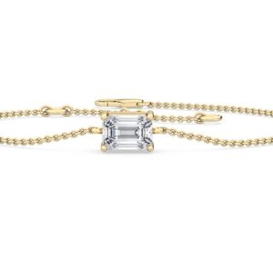 1ct Emerald Cut diamond chain bracelet yellow gold