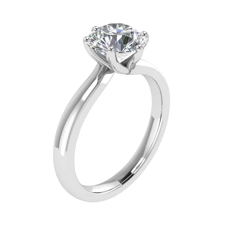 Six Claw Twisted Platinum band diamond engagement ring