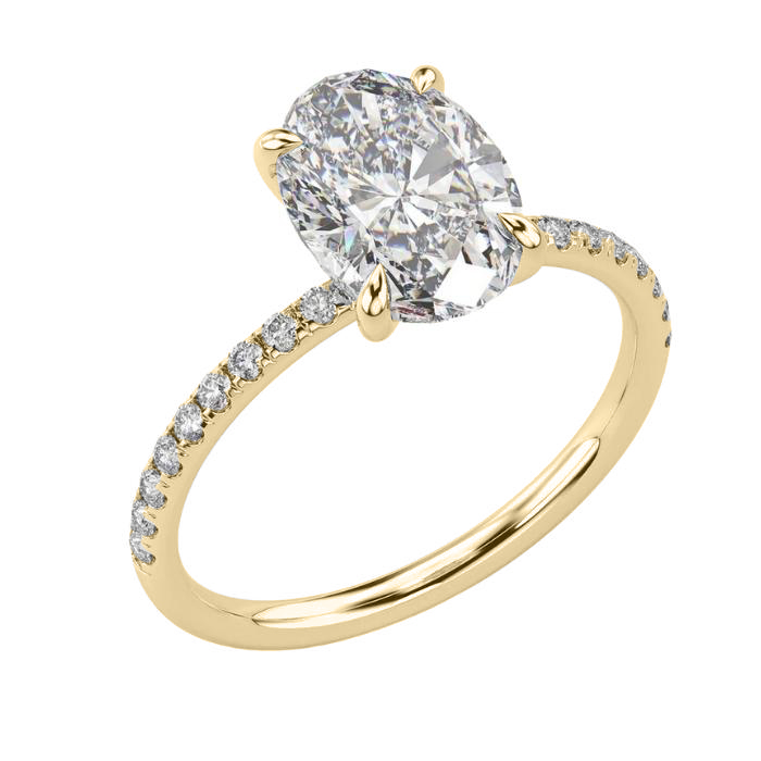 Yellow Gold Diamond Halo diamond shoulder engagement ring