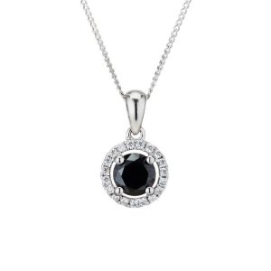 Night & Day black diamond pendant with white diamond halo