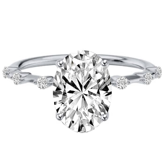 Oval 6 diamond band engagement ring